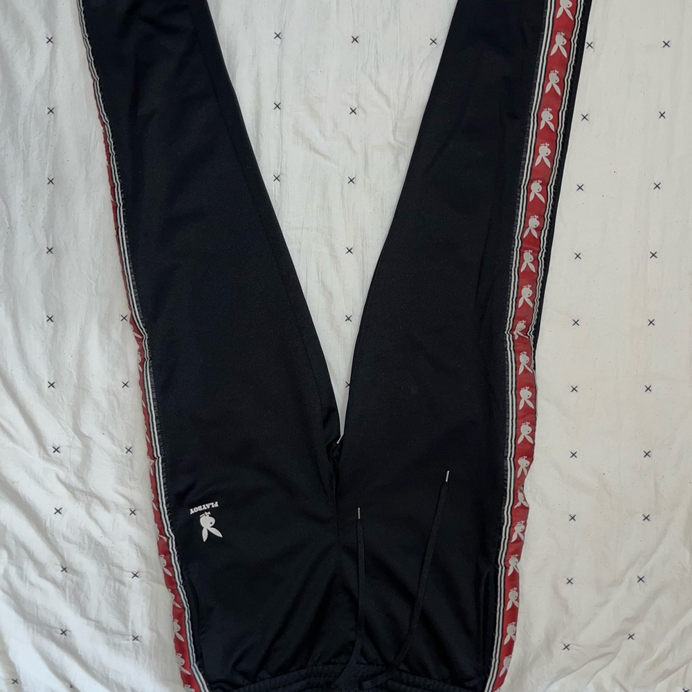 PLAYBOY Black Sweatpants with Red Accents